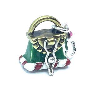 Brighton Purse Green Red Opens/Closes Holiday Merry Christmas Custom Charm